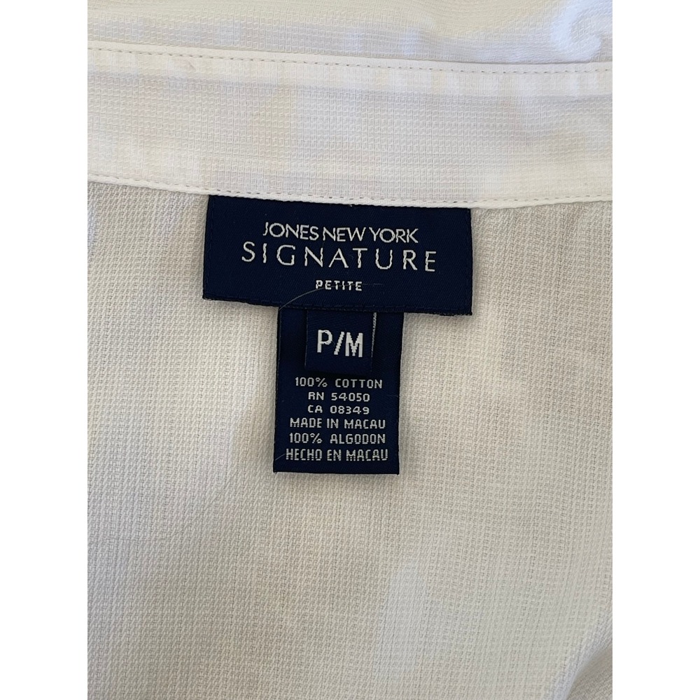 Jones New York Signature White Cotton Eyelet Lace Sleeveless Blouse Petite M - Picture 4 of 4